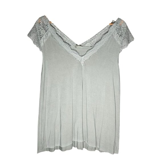 P.O.L Women Sage Lace V-Neck Top Small – Cottagecore, Light Academia, Soft Girl - Picture 2 of 11